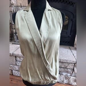 Elegant light mint green Sleeveless Wrap Top
